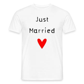 COUPLE. JUST MARRIED. EVJF. SAINT VALENTIN. LOVE. - T-shirt homme - blanc - Devant - AI Model Male 178 dark (178cm)