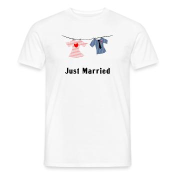 COUPLE. JUST MARRIED. EVJF. SAINT VALENTIN. LOVE. - T-shirt homme - blanc - Devant - AI Model Male 178 dark (178cm)