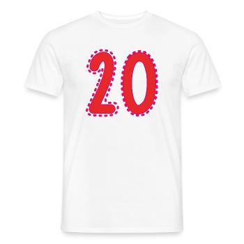 20. 20 YEARS. 20th ANNIVERSARY. 20 YEARS ANNIVERSARY. - Men's T-Shirt - white - Front - AI Model Male 178 dark (178cm)