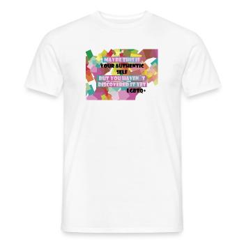Who am I? LGBTQ+? - Men's T-Shirt - white - Front - AI Model Male 178 dark (178cm)