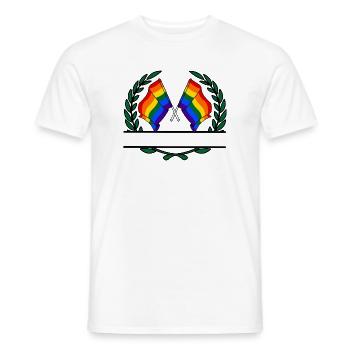 Fahnen Regenbogen Lorbeerkranz Banner - Männer T-Shirt - Weiß - Vorne - AI Model Male 178 dark (178cm)