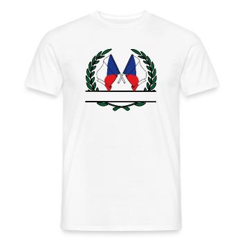 Drapeaux République tchèque couronne de laurier bannière - T-shirt homme - blanc - Devant - AI Model Male 178 dark (178cm)