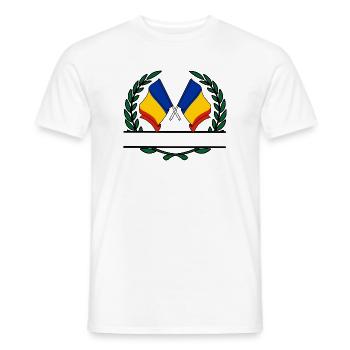 Flags Romania laurel wreath banner - Men's T-Shirt - white - Front - AI Model Male 178 dark (178cm)
