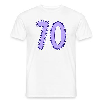70. 70 YEARS. 70th ANNIVERSARY. 70 YEARS ANNIVERSARY. - Men's T-Shirt - white - Front - AI Model Male 178 dark (178cm)