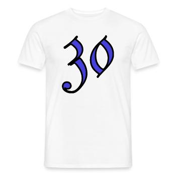 30. 30 YEARS. 30th ANNIVERSARY. 30 YEARS ANNIVERSARY. - Men's T-Shirt - white - Front - AI Model Male 178 dark (178cm)