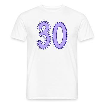 30. 30 YEARS. 30th ANNIVERSARY. 30 YEARS ANNIVERSARY. - Men's T-Shirt - white - Front - AI Model Male 178 dark (178cm)