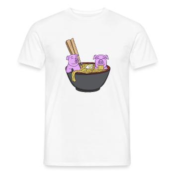 Kawaii Japan Pig Ramen - Men's T-Shirt - white - Front - AI Model Male 178 dark (178cm)