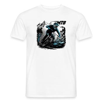 MTB Downhill - Männer T-Shirt - Weiß - Vorne - AI Model Male 178 dark (178cm)