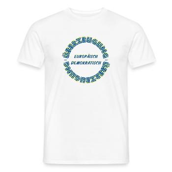 Texte circulaire du Démocrate européen par conviction - T-shirt homme - blanc - Devant - AI Model Male 178 dark (178cm)