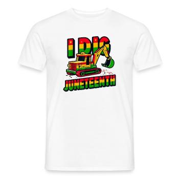 I Dig Juneteenth Fists Tractor Construction Truck - Men's T-Shirt - white - Front - AI Model Male 178 dark (178cm)