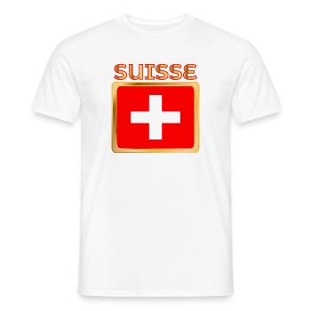 DRAPEAU SUISSE - T-shirt homme - blanc - Devant - AI Model Male 178 dark (178cm)