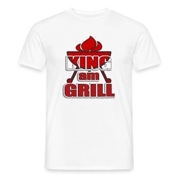 King at the Grill - Grill avec feu - Flammes - T-shirt homme - blanc - Devant - AI Model Male 178 dark (178cm)