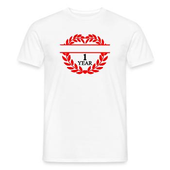 Name banner one year, heart laurel wreath - Men's T-Shirt - white - Front - AI Model Male 178 dark (178cm)