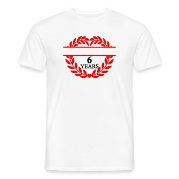 Name banner six years, heart laurel wreath - Men's T-Shirt - white - Front - AI Model Male 178 dark (178cm)