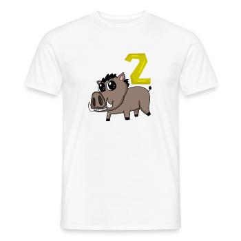2nd Birthday Motif Wild Boar - Two Years Old - Men's T-Shirt - white - Front - AI Model Male 178 dark (178cm)