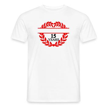 Name banner fifteen years, heart laurel wreath - Men's T-Shirt - white - Front - AI Model Male 178 dark (178cm)