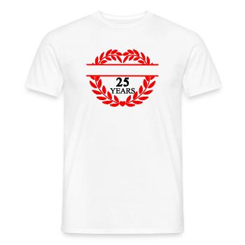 Name banner twenty-five years, heart laurel wreath - Men's T-Shirt - white - Front - AI Model Male 178 dark (178cm)