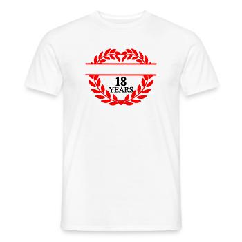 Name banner eighteen years, heart laurel wreath - Men's T-Shirt - white - Front - AI Model Male 178 dark (178cm)
