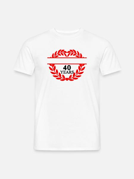 Banner Name vierzig, Herz Lorbeerkranz - Männer T-Shirt - Weiß