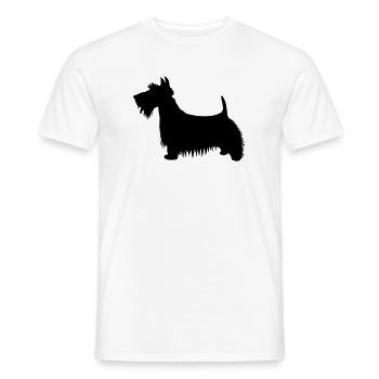 A silhouette illustration of a Scots Terrier Dog - Men's T-Shirt - white - Front - AI Model Male 178 dark (178cm)