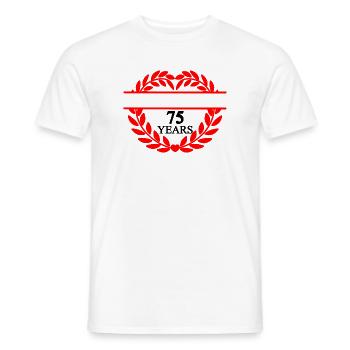 Name banner seventy-five years, heart laurel wreath - Men's T-Shirt - white - Front - AI Model Male 178 dark (178cm)