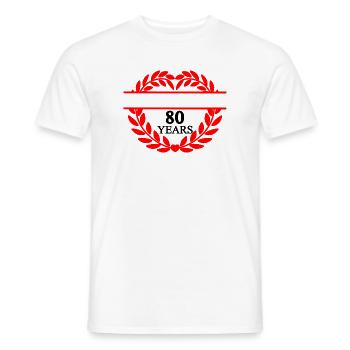 Laurel wreath heart shape 80 years - Men's T-Shirt - white - Front - AI Model Male 178 dark (178cm)