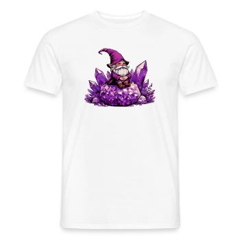 Gnome sitting on an Amethyst Crystal - Men's T-Shirt - white - Front - AI Model Male 178 dark (178cm)