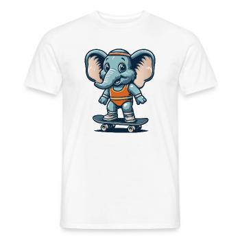 blauer Cartoon-Elefant auf dem Skateboard - Männer T-Shirt - Weiß - Vorne - AI Model Male 178 dark (178cm)