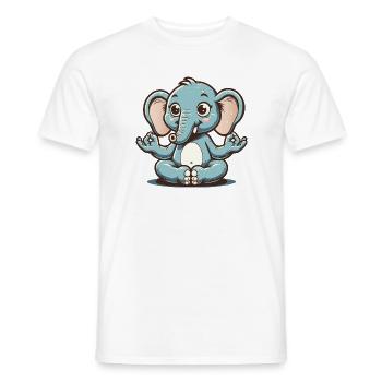 Cute blue elephant doing yoga - Men's T-Shirt - white - Front - AI Model Male 178 dark (178cm)