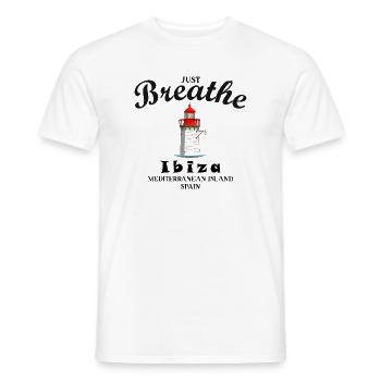 Phare d’Ibiza au port, respirez profondément, Espagne - T-shirt homme - blanc - Devant - AI Model Male 178 dark (178cm)
