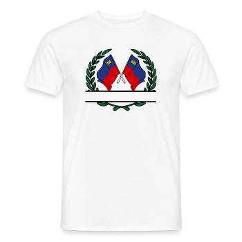 Drapeaux Liechtenstein couronne de laurier bannière - T-shirt homme - blanc - Devant - AI Model Male 178 dark (178cm)