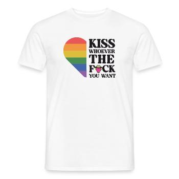 LGBT Pride Month - Kiss Whoever You Want - Men's T-Shirt - white - Front - AI Model Male 178 dark (178cm)