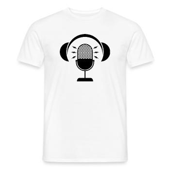 Microphone et casque de podcast - T-shirt homme - blanc - Devant - AI Model Male 178 dark (178cm)