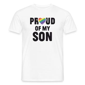 Mois de la fierté LGBTQ - Fier de mon fils - T-shirt homme - blanc - Devant - AI Model Male 178 dark (178cm)