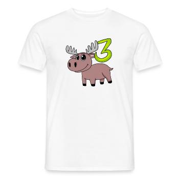 3e anniversaire motif orignal - trois ans - T-shirt homme - blanc - Devant - AI Model Male 178 dark (178cm)
