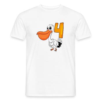 4th Birthday Motif Pelican - Four Years Old - Men's T-Shirt - white - Front - AI Model Male 178 dark (178cm)