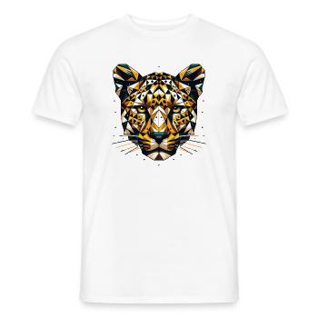 Geometric Leopard Head Polygons Motif - Men's T-Shirt - white - Front - AI Model Male 178 dark (178cm)