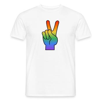 Regenbogen Peace Zeichen - Männer T-Shirt - Weiß - Vorne - AI Model Male 178 dark (178cm)