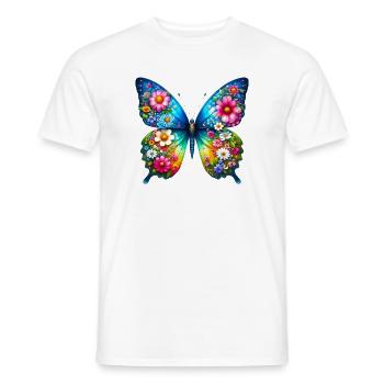 Butterfly Flower Flowers - Men's T-Shirt - white - Front - AI Model Male 178 dark (178cm)