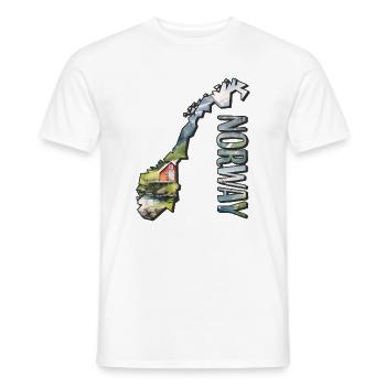 Carte à l’aquarelle Norvège - T-shirt homme - blanc - Devant - AI Model Male 178 dark (178cm)