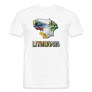 Aquarell Landkarte Litauen - Männer T-Shirt - Weiß - Vorne - AI Model Male 178 dark (178cm)