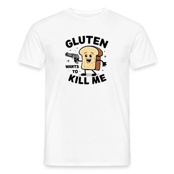 Mignon, je ne peux pas manger de gluten - Le gluten veut me tuer - T-shirt homme - blanc - Devant - AI Model Male 178 dark (178cm)