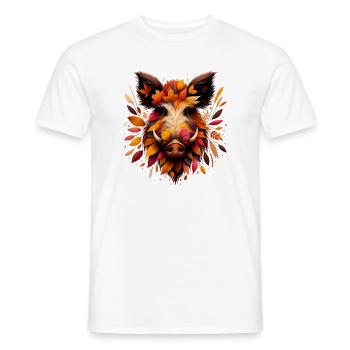 Wildschwein, gestaltet aus verschiedenen Blättern - Männer T-Shirt - Weiß - Vorne - AI Model Male 178 dark (178cm)