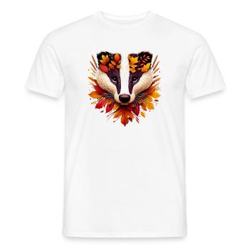 Ein Dachs, gestaltet aus verschiedenen Blättern - Männer T-Shirt - Weiß - Vorne - AI Model Male 178 dark (178cm)