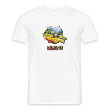 Carte à l’aquarelle Roumanie - T-shirt homme - blanc - Devant - AI Model Male 178 dark (178cm)