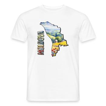 Aquarell Landkarte Moldawien - Männer T-Shirt - Weiß - Vorne - AI Model Male 178 dark (178cm)