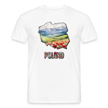 Watercolor Map Poland - Men's T-Shirt - white - Front - AI Model Male 178 dark (178cm)