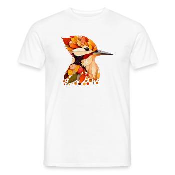 schöner Specht, gestaltet aus bunten Blättern - Männer T-Shirt - Weiß - Vorne - AI Model Male 178 dark (178cm)