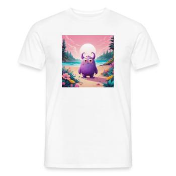 Little Monster on the Beach - Men's T-Shirt - white - Front - AI Model Male 178 dark (178cm)