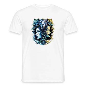 Fantasy design of lion heads and heads of - Men's T-Shirt - white - Front - AI Model Male 178 dark (178cm)